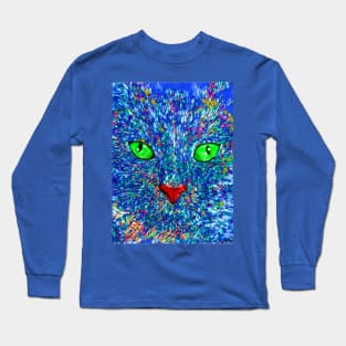 Cat Close Up Stained Glass Long Sleeve T-Shirt